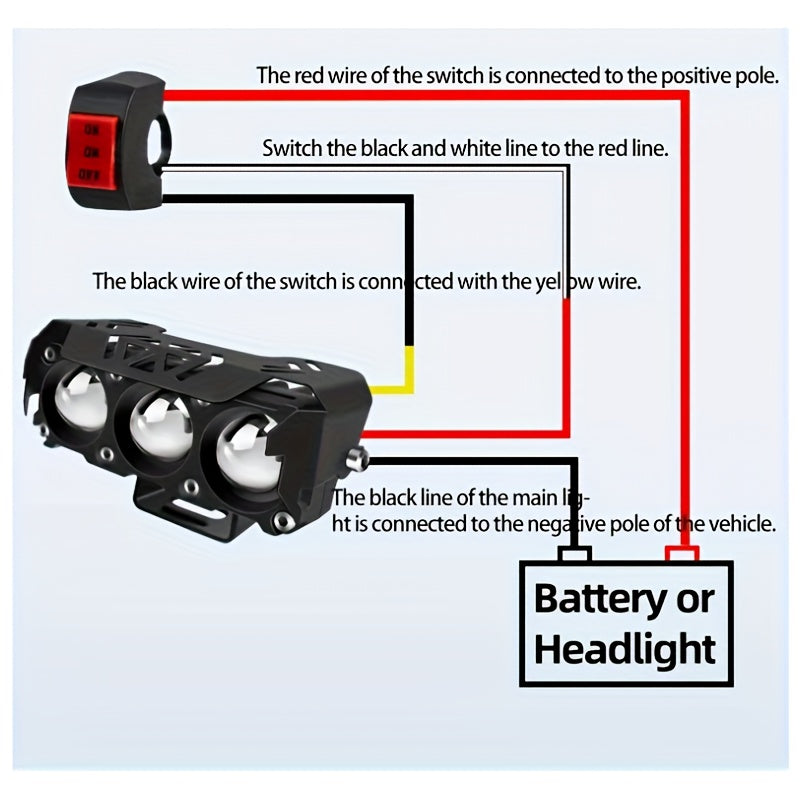 Universal Motorcycle LED Headlights Double Color Fog Lamps 12V 24V Black