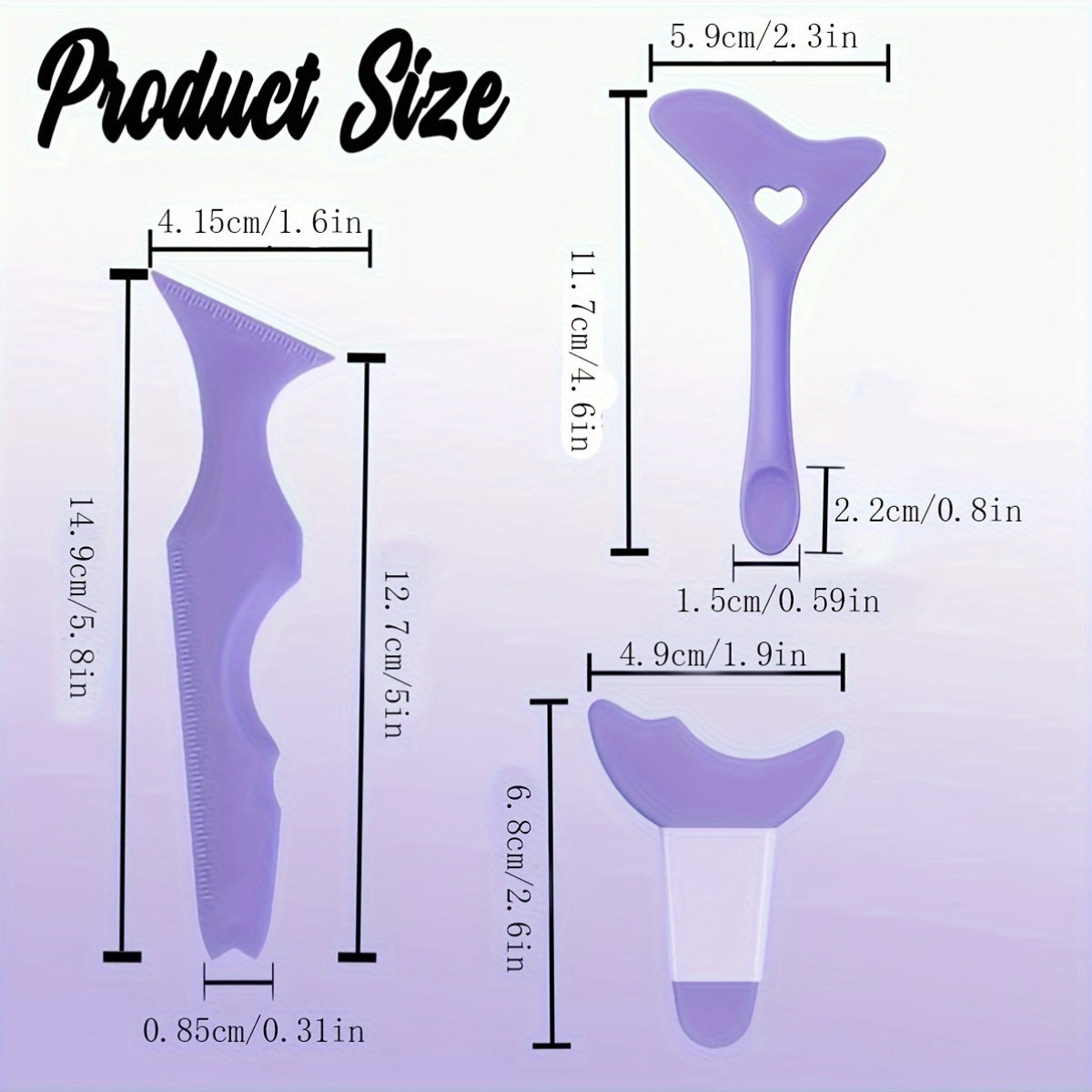 Juego de plantillas de delineador de silicona para unisex, herramientas de aplicación de maquillaje, reutilizables