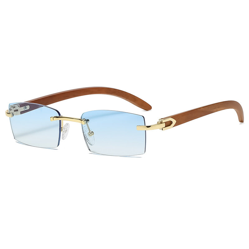 Gafas de sol rectangulares sin montura para hombre 2023, estilo retro, marco pequeño, gafas sin montura