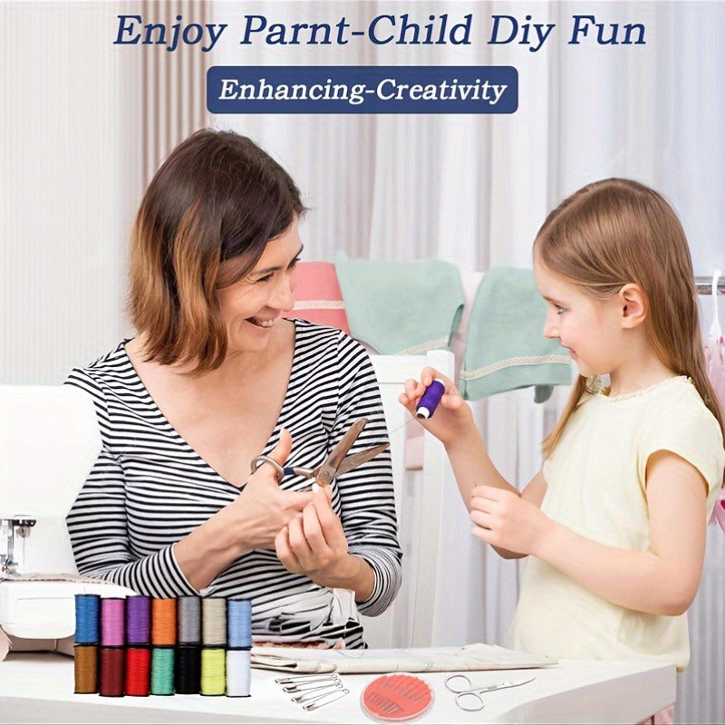 Чёрный дорожный швейный набор с иглами, ножницами и аксессуарами, компактный, портативный