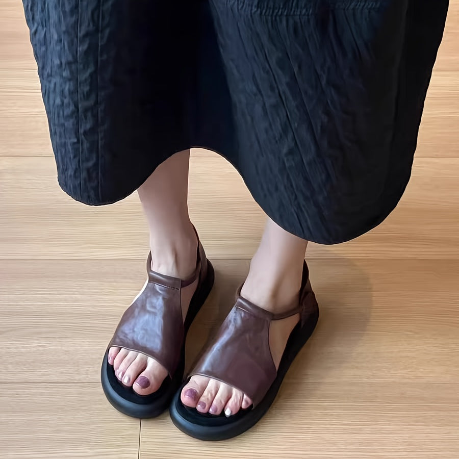 Women's Flat Bottom Fish Mouth Sandals Breathable Summer Open Toe Black