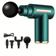 Sportchilar va fitnes ixlosmandlari uchun 4 ta massaj boshliqi bilan quvvatlanadigan qo'l bilan ishlatiladigan zarba massaj qiluvchi.