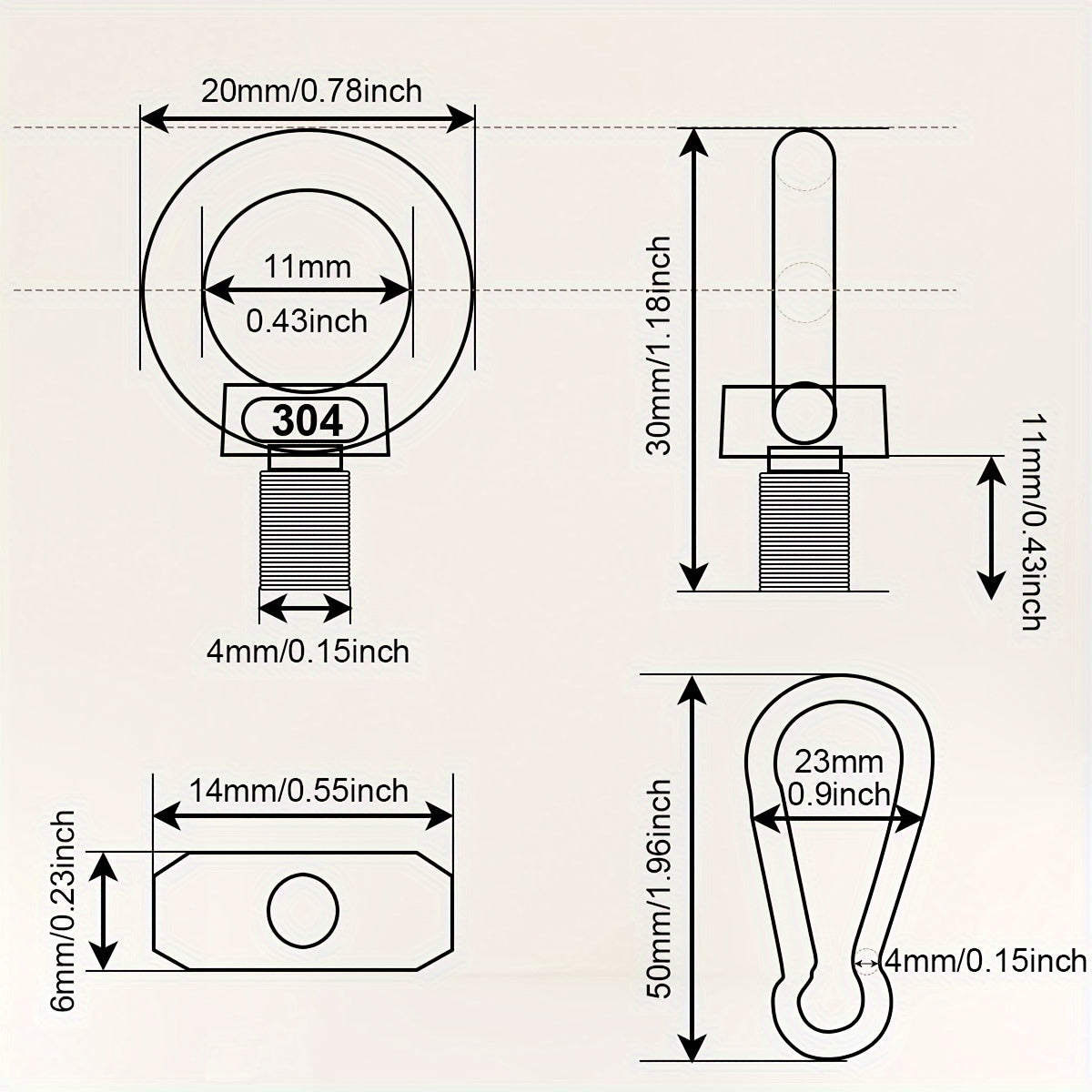 Stainless Steel Awning Rail Stoppers Set for RV Campervan Caravan Motorhome