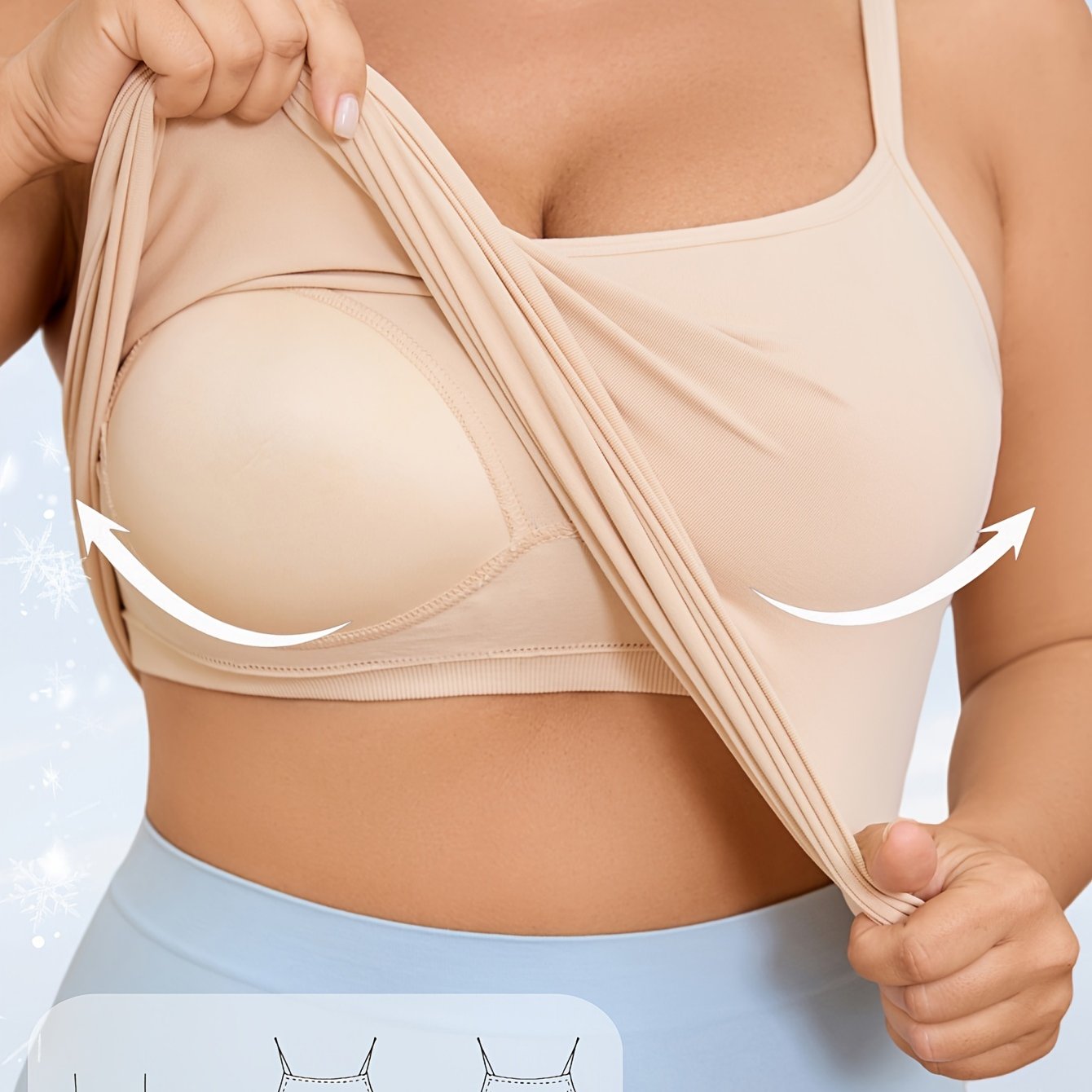 Plus-Size Seamless Elastic Camisole with Built-in Pads for Women