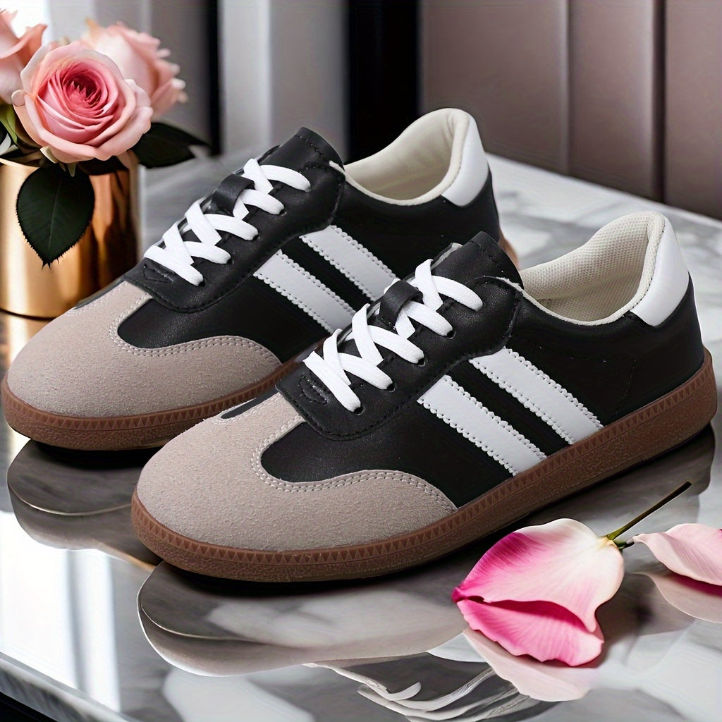Women's Colorblock Lace-Up Sneakers with Soft Platform Sole for Casual Walking