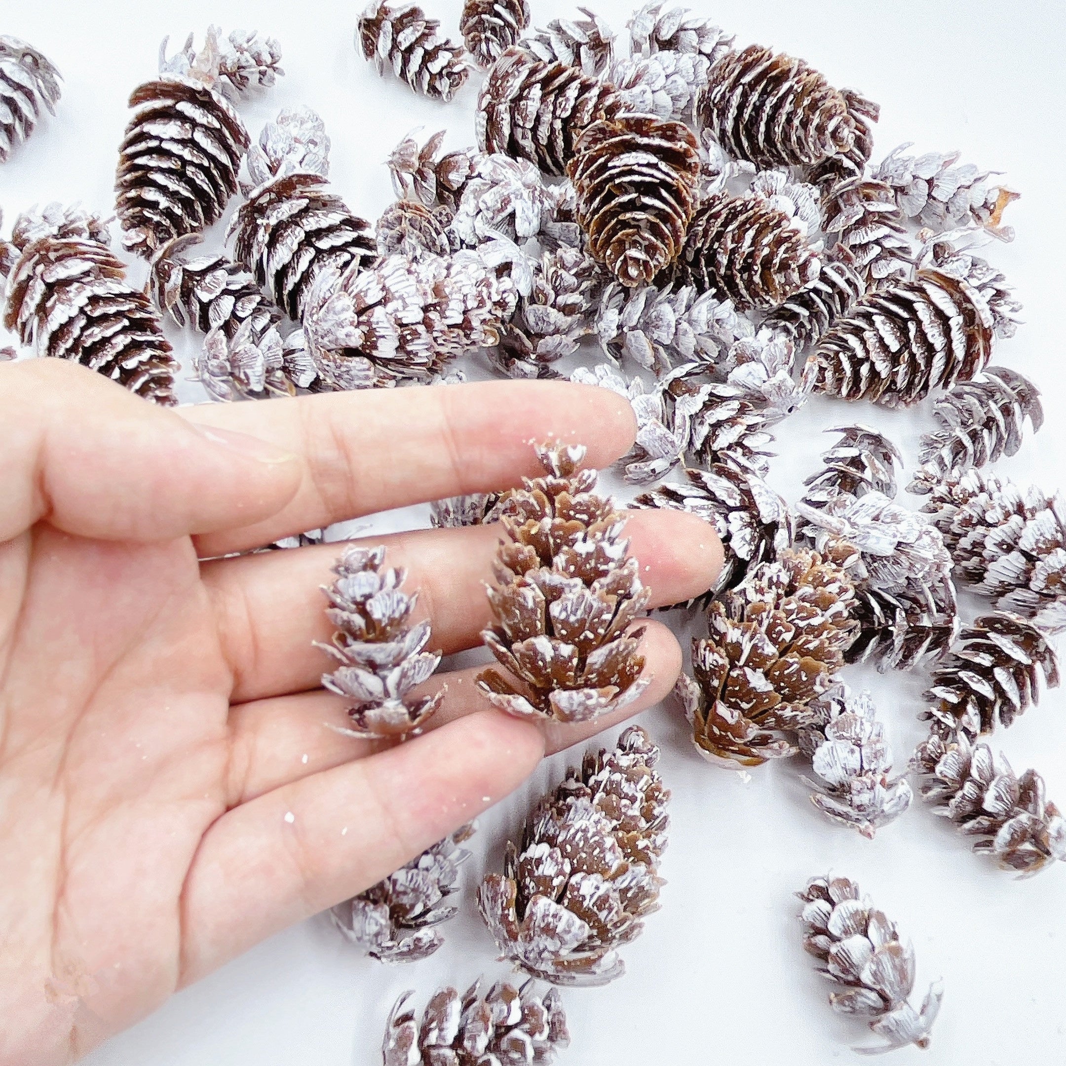 Artificial Snow Pinecones for Christmas Decor 30/50pcs Plastic Winter Ornaments