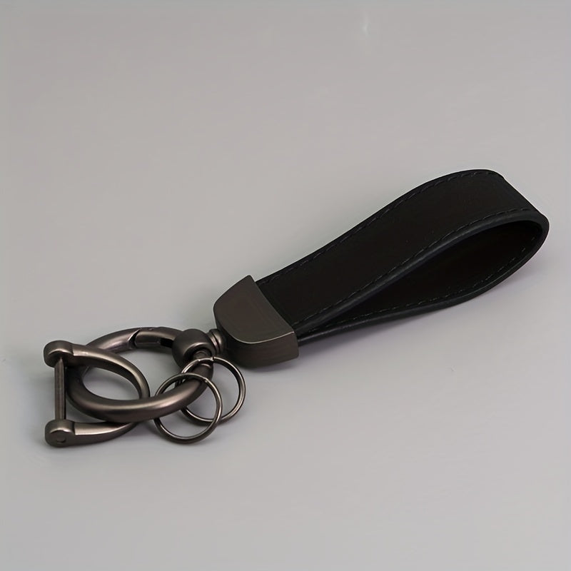 Men's Suede Car Key Chain with PU Leather Anti-Loss Key Holder Gift