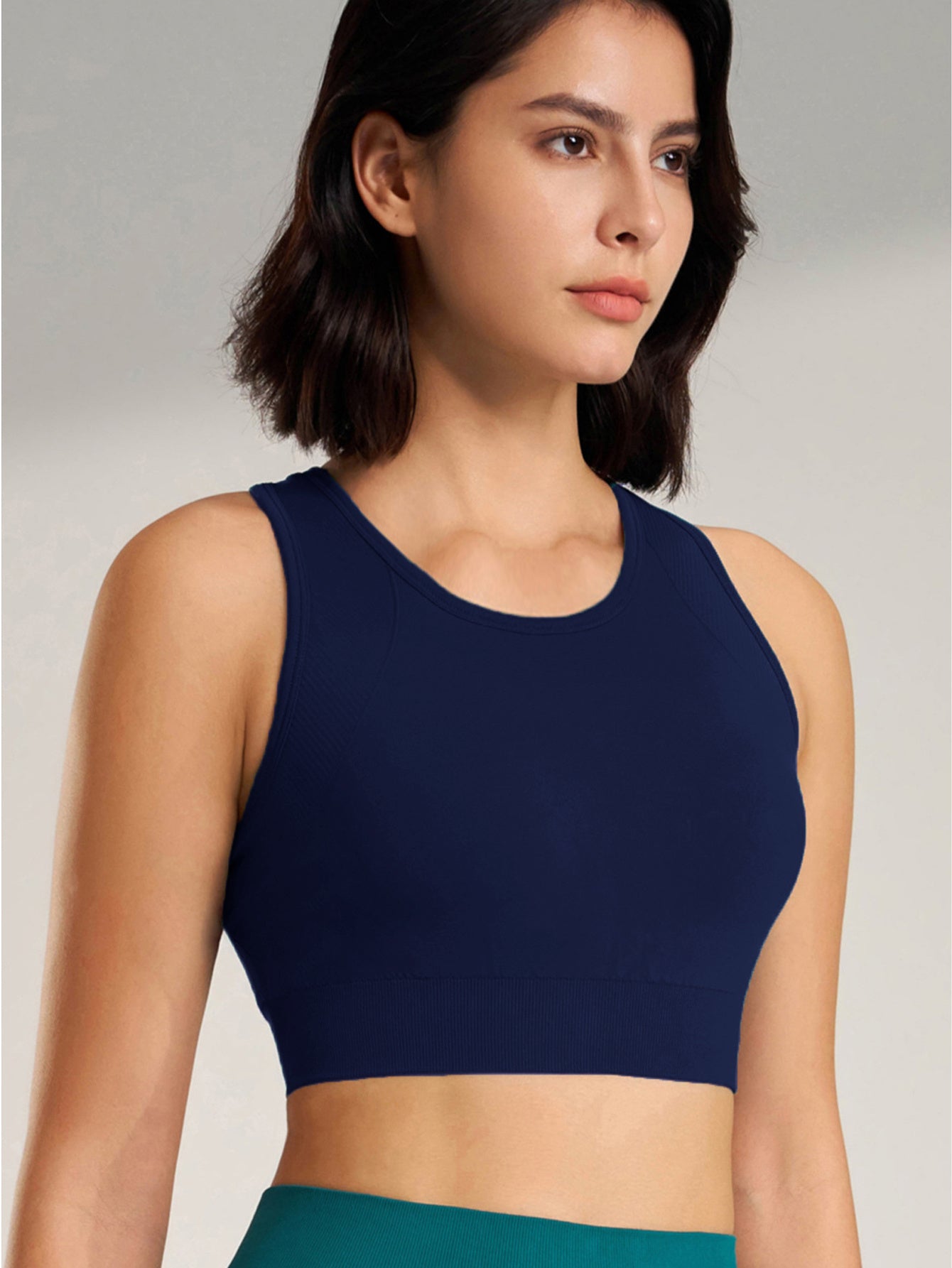 Plus Size Women's Workout Bras Supportive Padded Yoga Running Black Navy