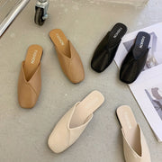 Women's Faux Leather Square Toe Mules Slip-On Casual All-Season