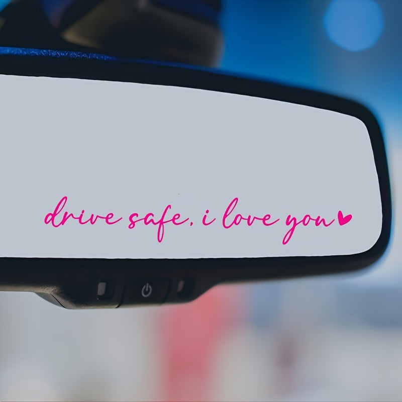 Drive Safe Love Heart Mirror Decal Plastic Adhesive Sticker 11cm Vehicle Interior