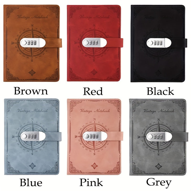 Vintage Style Leather Password Book with Lock and 200 Pages