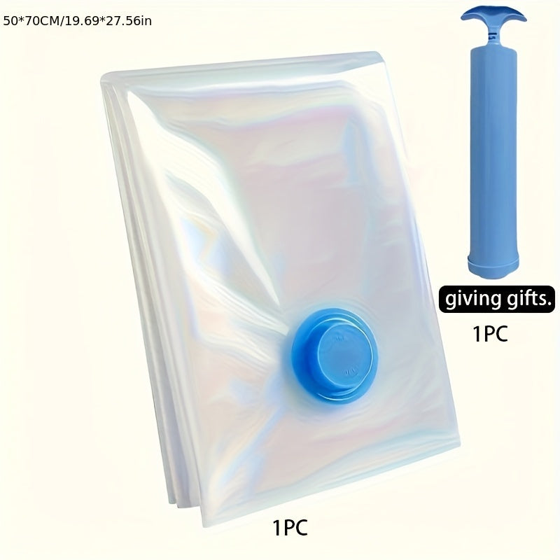 Vacuum Storage Bags Set with Manual Pump Multiple Sizes Plastic Rectangle Secure Seal