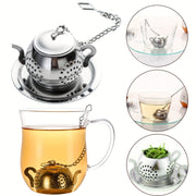 Stainless Steel Teapot-Shaped Tea Infuser with Saucer, Fine Mesh Filter, Reusable