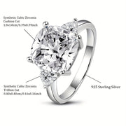 Sterling Silver Engagement Ring with 3-Stone Cubic Zirconia Square Triangle Design