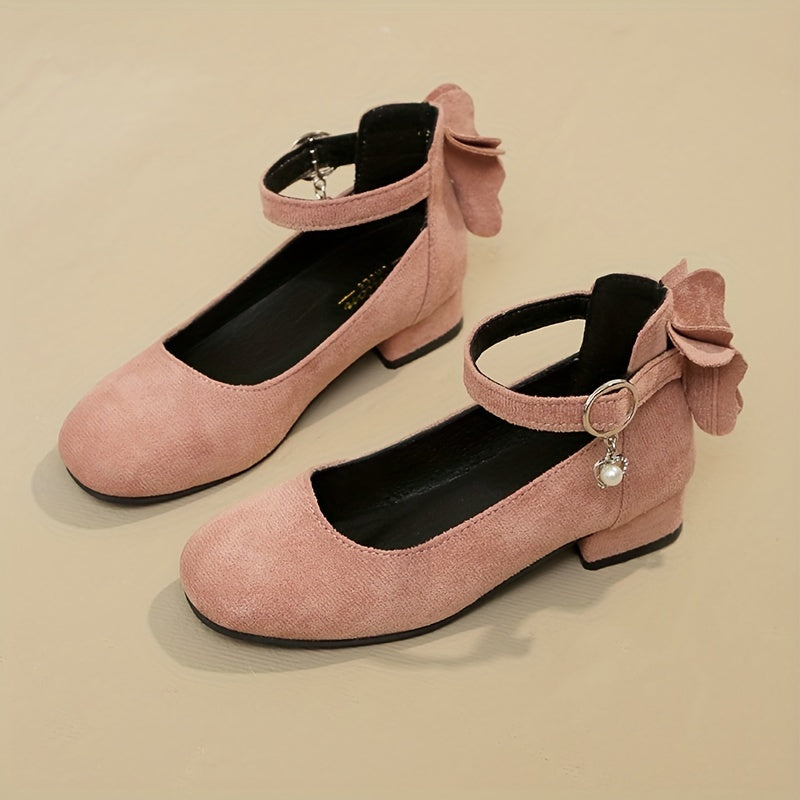 Girls High Heel Shoes for Parties and Weddings Spring Autumn Lightweight PU Heart Bow Tassel