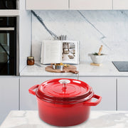 Durable Red 24cm Non-Stick Enamel Cast Iron Stew Pot for Stewing and Boiling