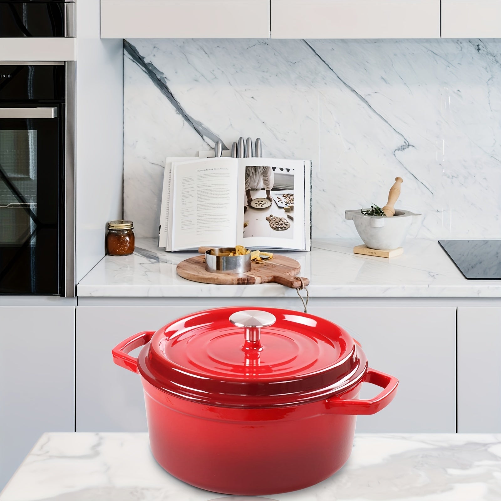 Durable Red 24cm Non-Stick Enamel Cast Iron Stew Pot for Stewing and Boiling