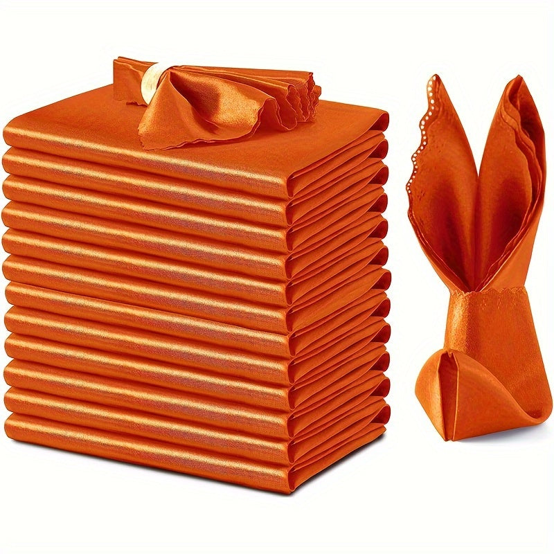 12pcs Satin Napkins and Velvet Table Runner Set 43x43cm for Wedding and Party Decor