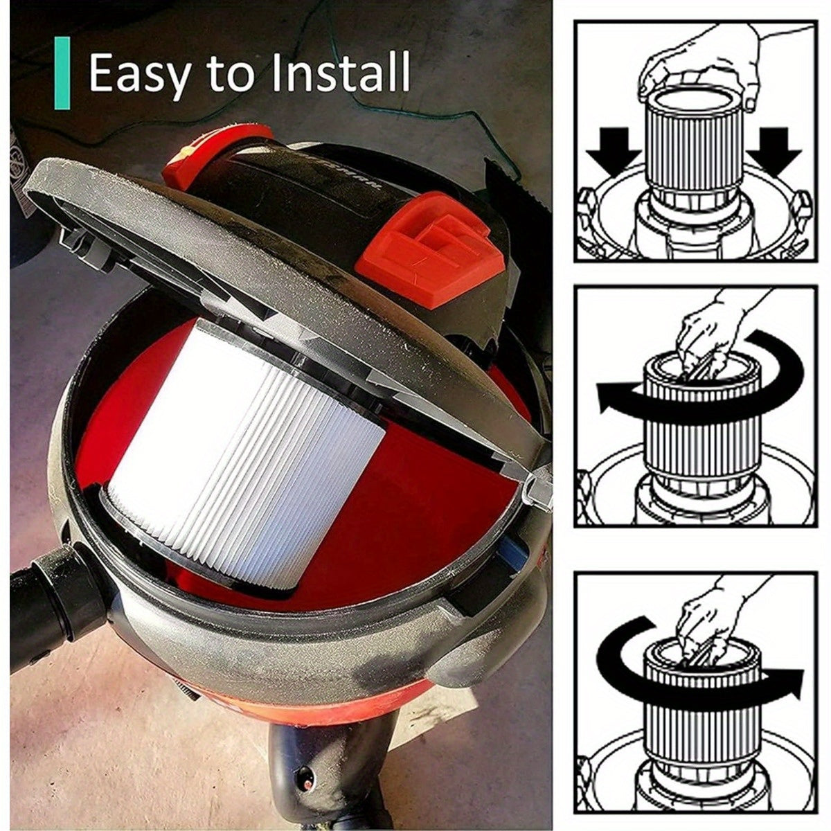 Ho'lli va quruq changyutgichlar uchun universal almashtirish filtri 18.93 L Plus