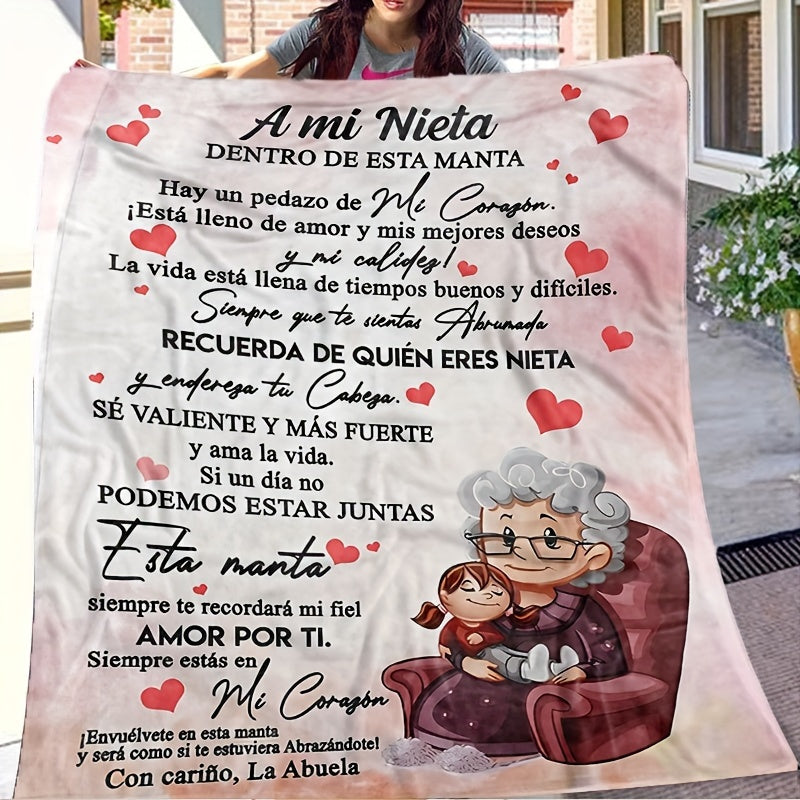 Spanish Message Plush Blanket for Son All-Season Hypoallergenic Flannel Throw Warm Gift