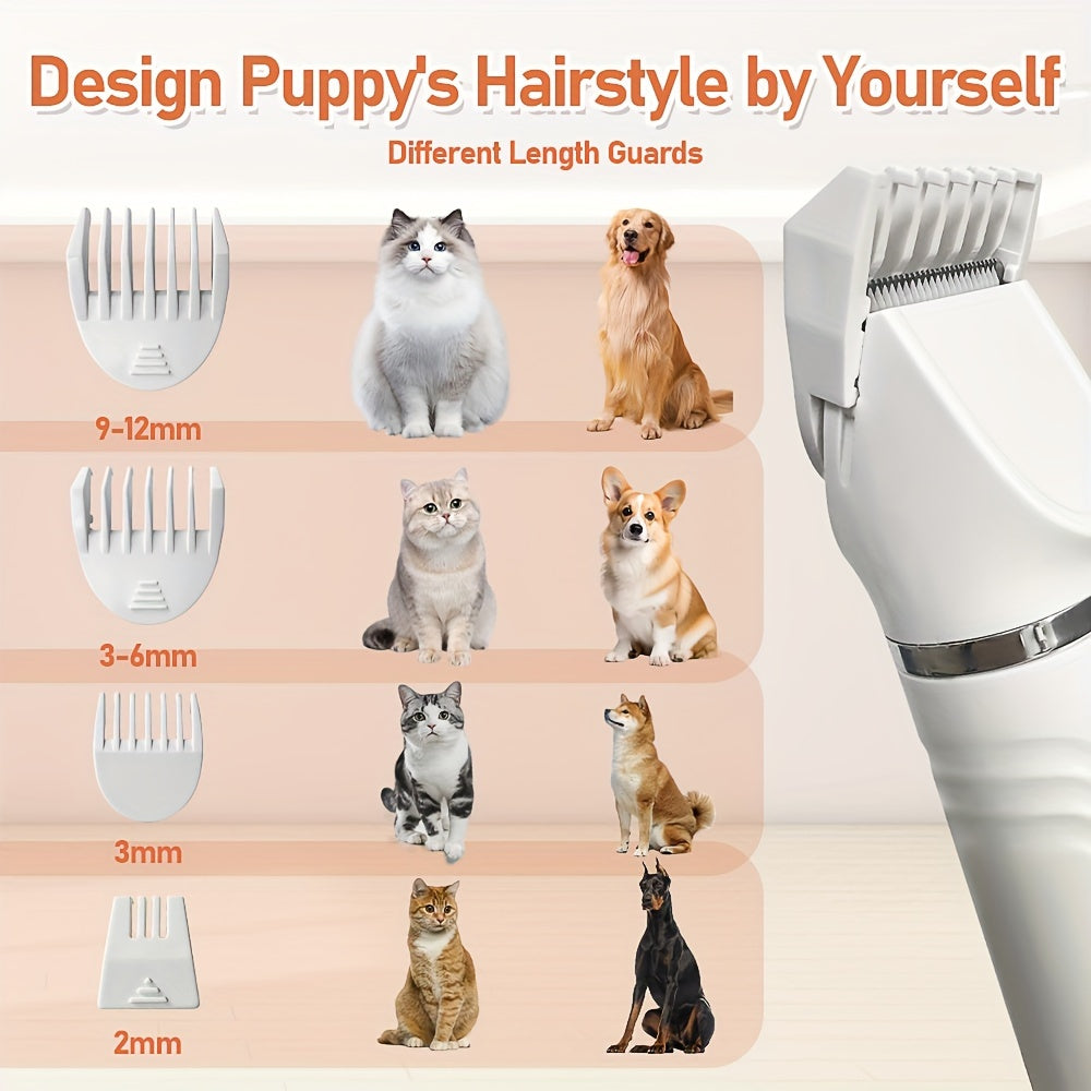 USB Rechargeable 4-in-1 Pet Grooming Kit for Dogs and Cats Hair Clipper Nail Trimmer Foot Razor