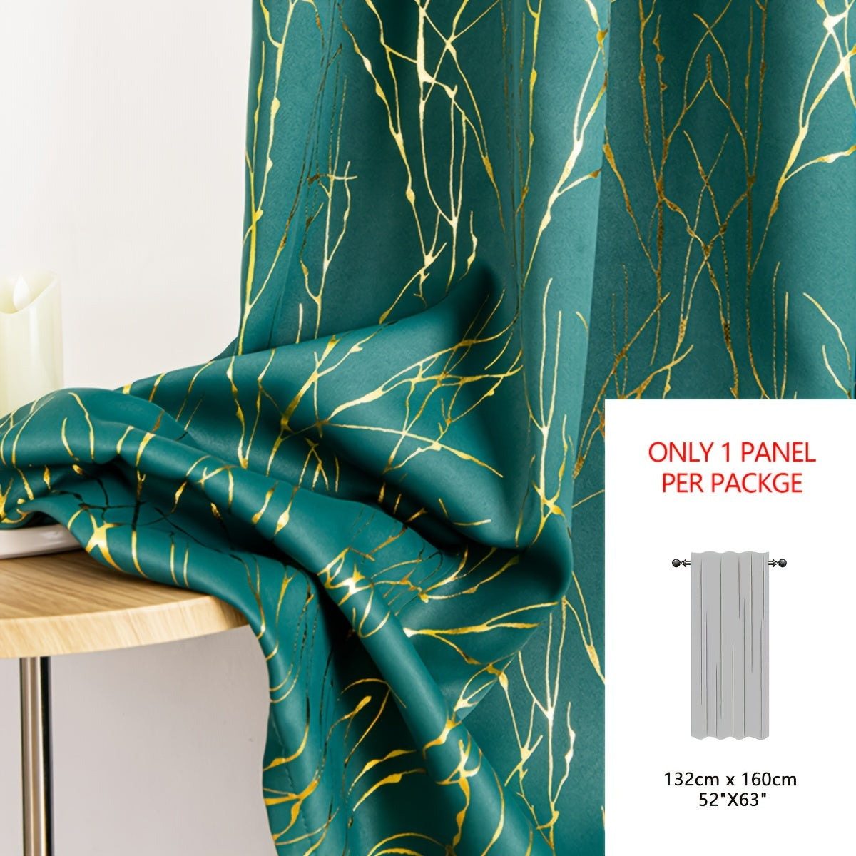 Blackout Curtain with Gold and Silver Tree Branch Pattern for Bedroom Living Room Office