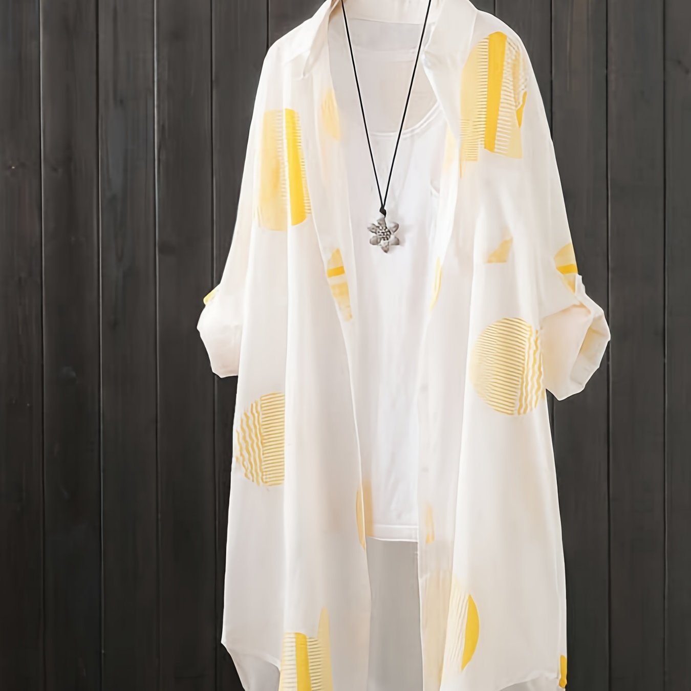 Women's Polka Dot Woven Cardigan Shirt with Long Sleeves and Lapel Collar for Autumn Winter