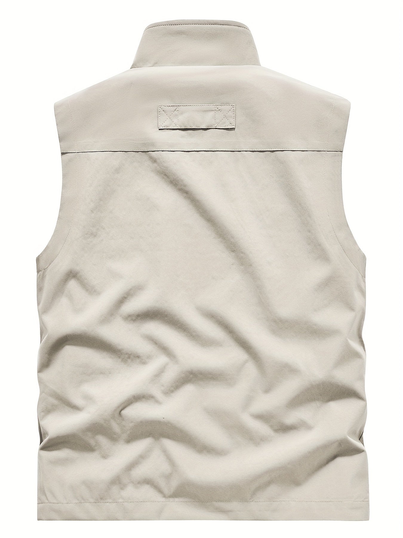 Men's Polyester Sleeveless Jacket with Zipper Pockets Stand Collar for Outdoor Activities