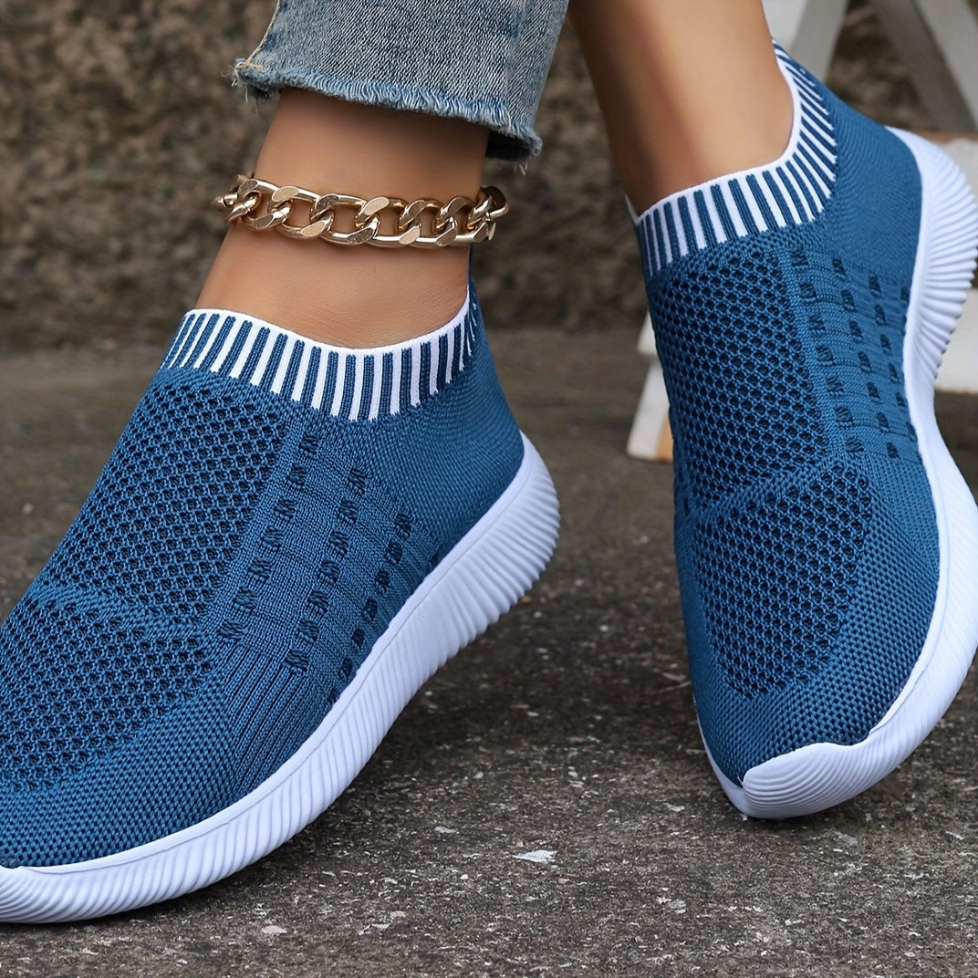 Women's Breathable Knit Flats Casual Mary Jane Shoes with EVA Sole Brown