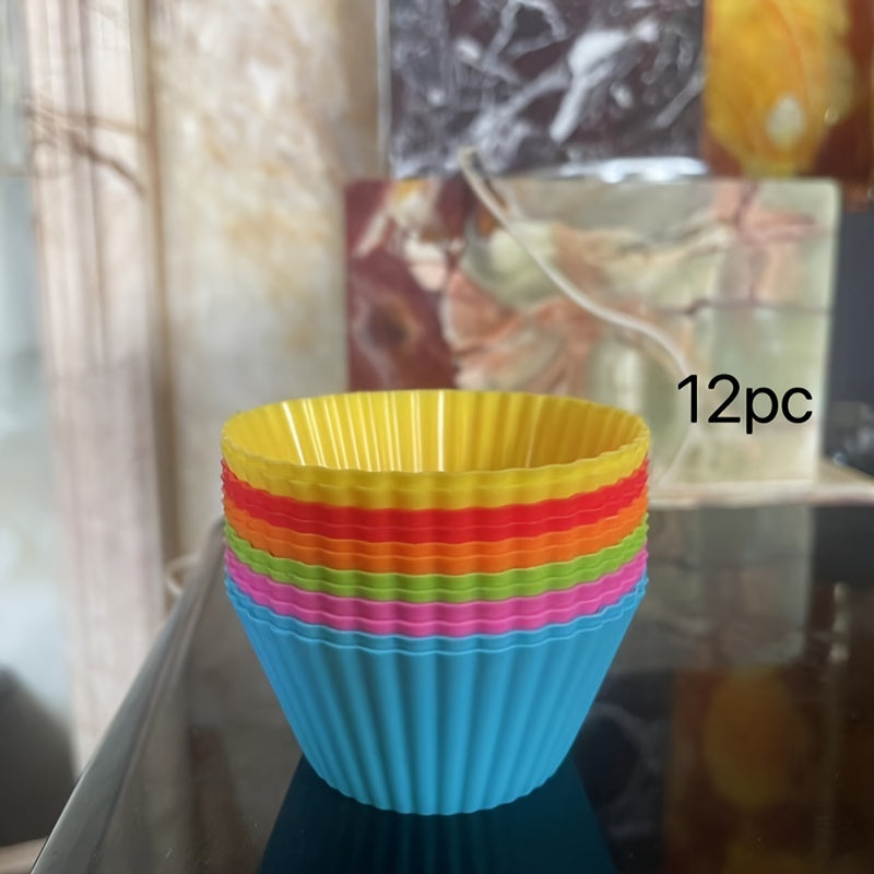 Silicone Baking Cups Set 6 12 or 18 Reusable Muffin Molds for Cakes Candies Puddings
