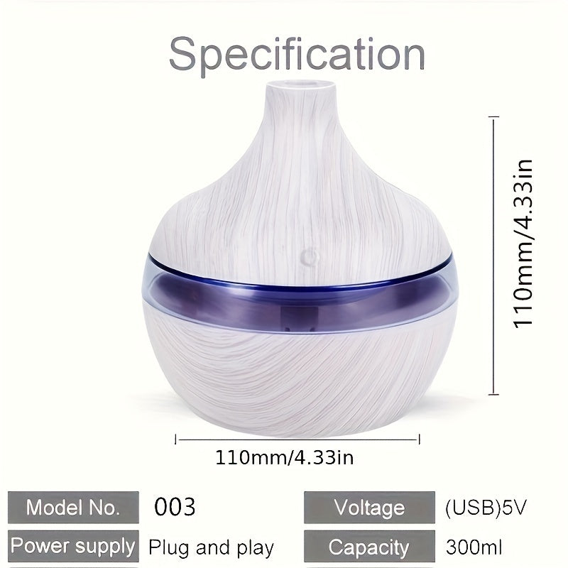 White Wood Grain Humidifier for Home or Office Aromatherapy