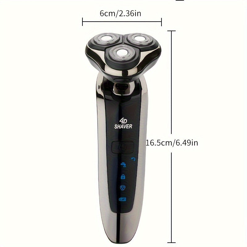 Men's Electric Shaver with Nose and Sideburn Trimmers, Face Cleaning Brush, Stainless Steel Blades