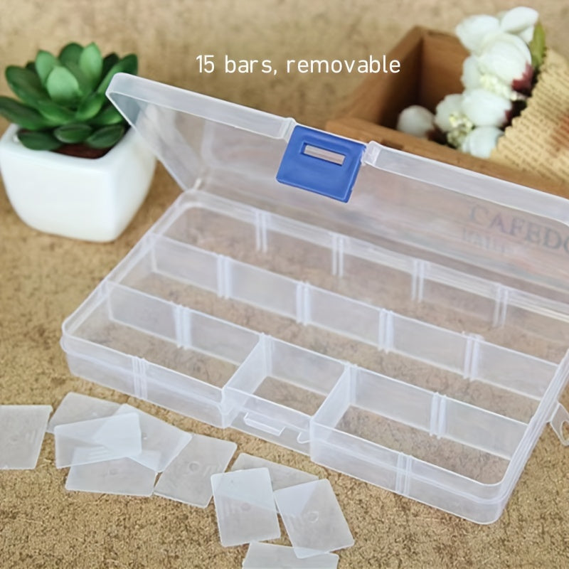 Detachable 15-Grid Clear Storage Organizer for Jewelry Makeup Nails Screws