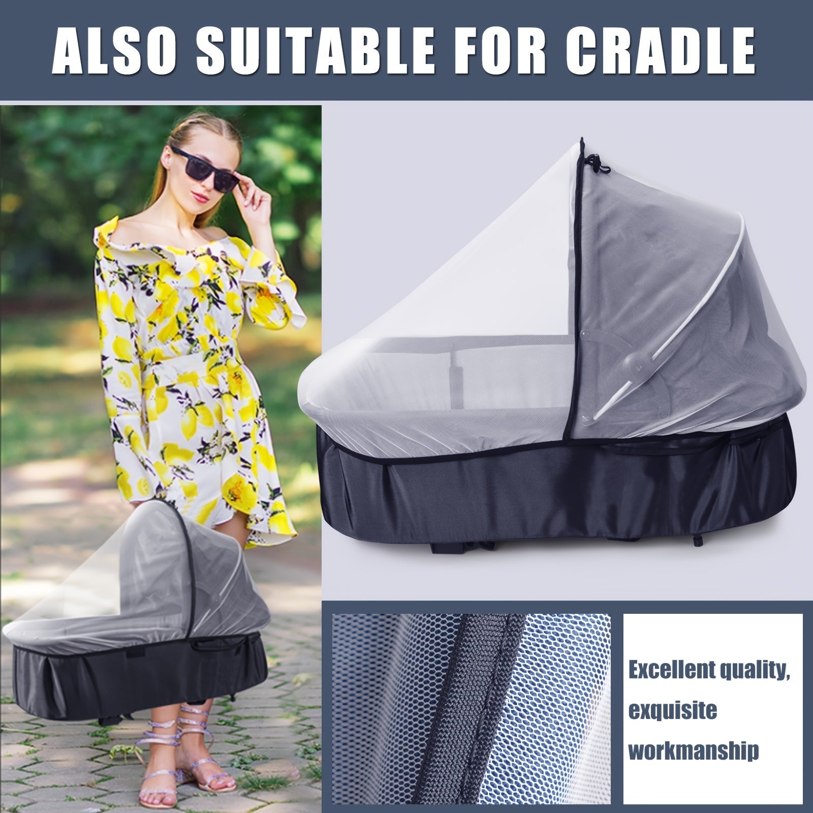 Baby Mosquito Net for Car Seats Strollers Bassinets Breathable White