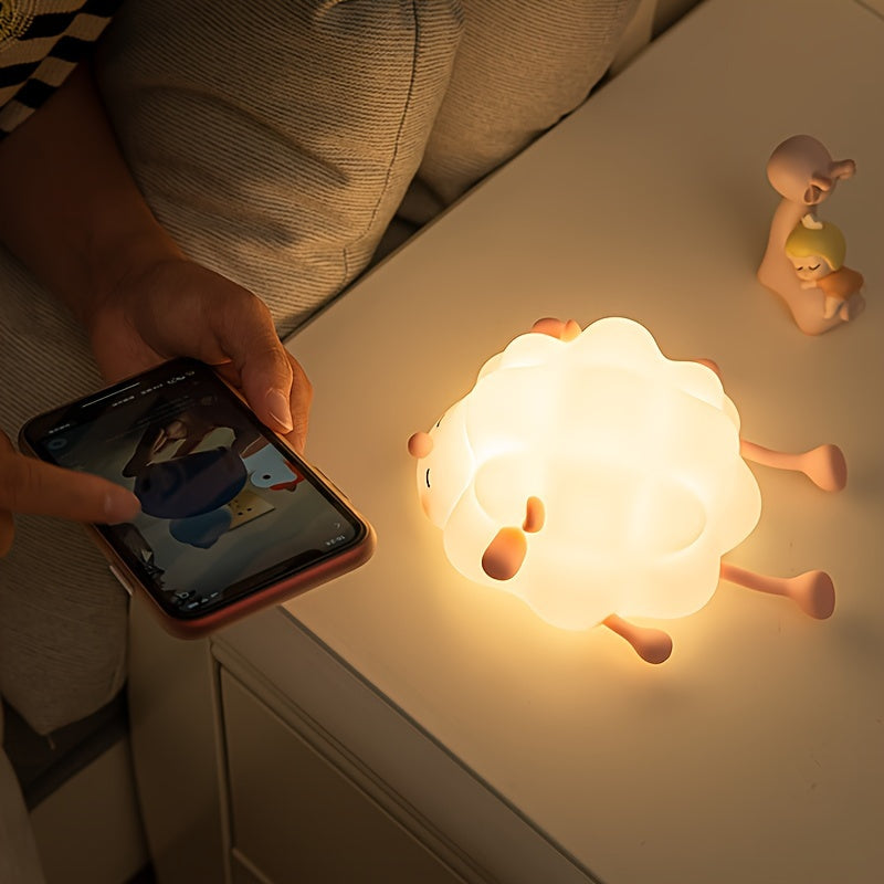 Pink Silicone Nightlight for Kids USB Rechargeable LED with 3 Brightness Levels and 30-Minute Timer