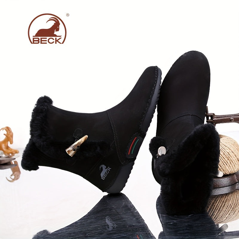 Women’s Winter Snow Boots Lined Collar Zipper Flat Rubber Sole