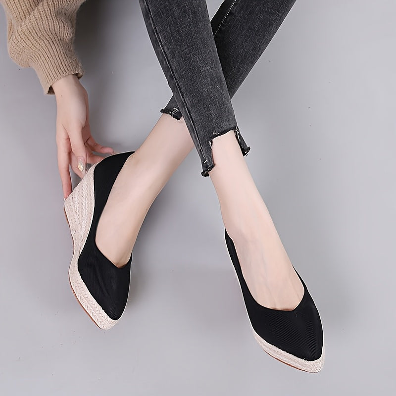 Women's Woven Rope Flat Shoes Slip-On Casual Office Low-Top