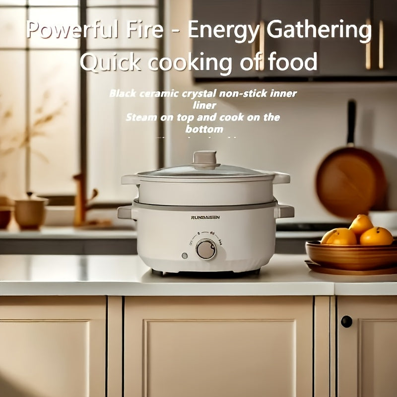 Olla eléctrica con vaporera de acero inoxidable de gran capacidad, multifuncional, fácil de limpiar