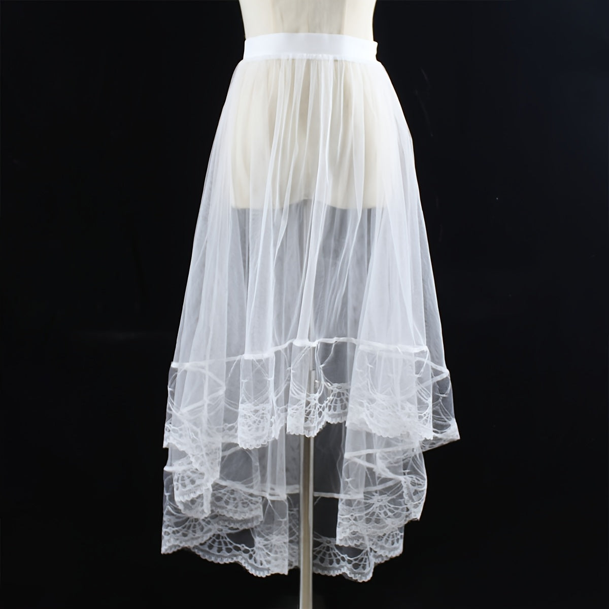 Women's Lace Tulle Ballet Skirt Solid Color Mesh Casual Outer Skirt