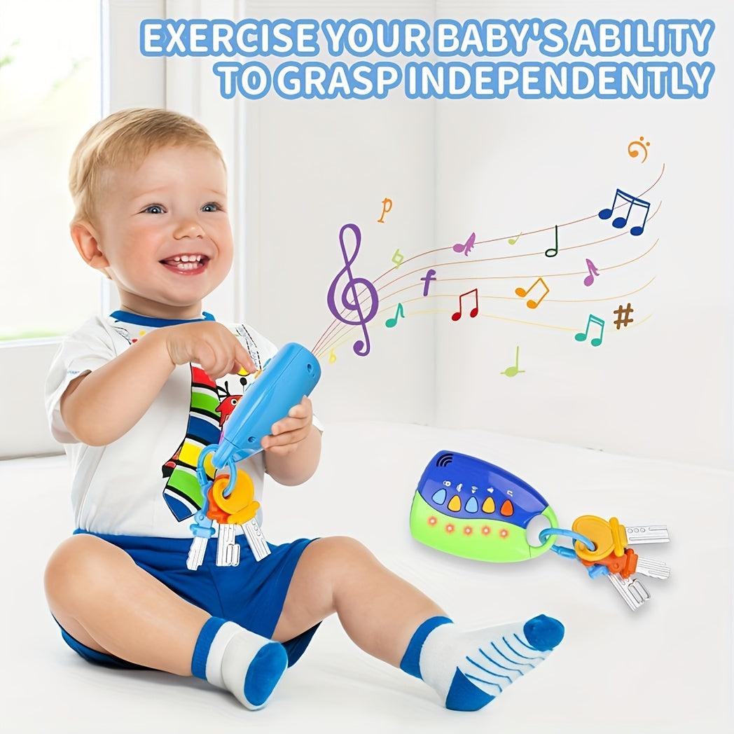 Colorful Kids Puzzle Toy Set with Music Lights Phone and Car Keys for Ages 2+