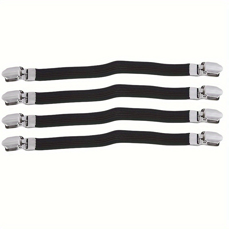 Black Bedding Clips Set of 4 Elastic Bed Sheet Straps for Flat Sheets and Blankets