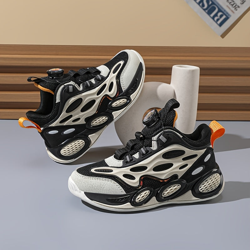 Boys Mesh Casual Sports Shoes with Rotating Buckle for Outdoor Activities