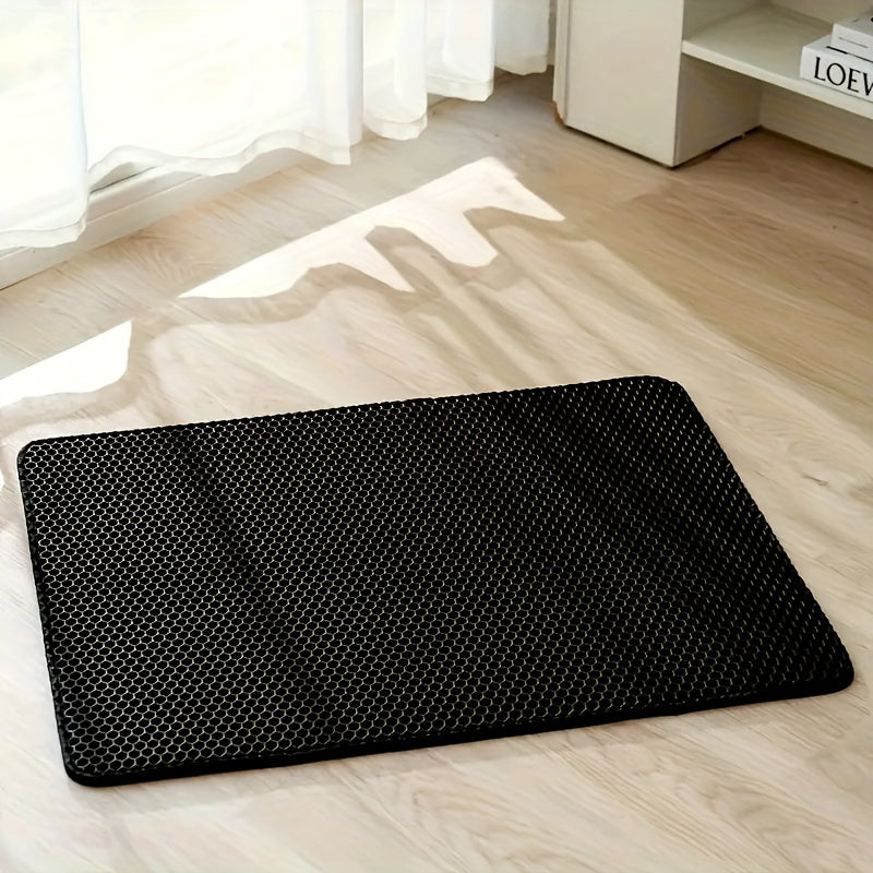 Large Gray and Black Cat Litter Mat Waterproof Non-Slip Honeycomb Double Layer EVA