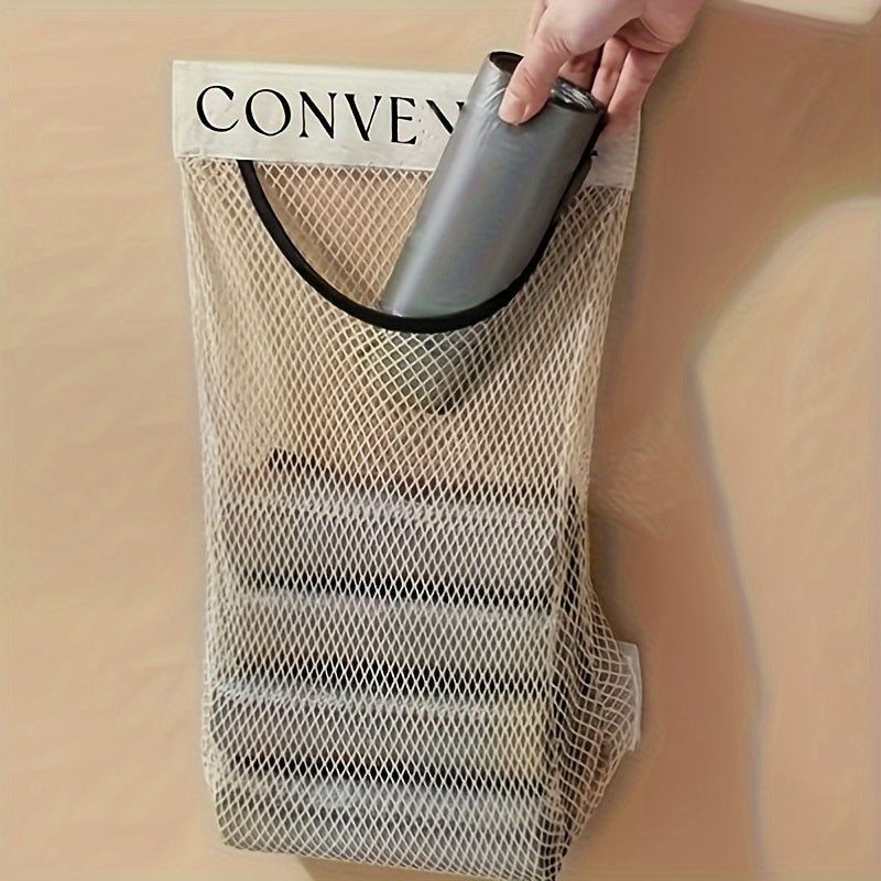 Devorga o'rnatiladigan plastik sumkalar uchun joyni tejaydigan tashkilotchilar - Oshxona va kiyim sumkalari uchun elastik to'rli saqlash tokchasi, qayta ishlatiladigan va oziq-ovqat uchun mo'ljallanmagan