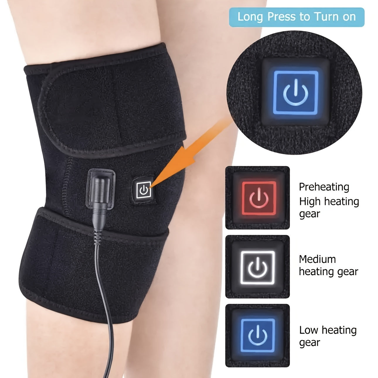 USB Heated Knee Wrap for Men and Women Massage Pad for Relaxation and Leg Warmth