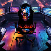 Stretchable Gaming Chair Cover with Eclectic Skull Digital Print Made of Milk Fiber Fabric