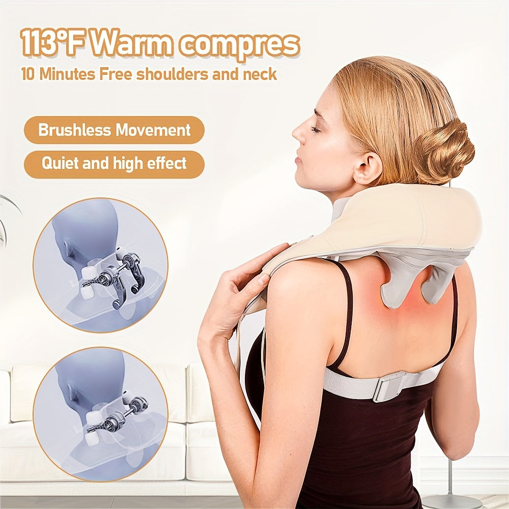 Rechargeable Heated Shiatsu Massager for Neck Shoulders Back Legs and Head with Lithium Battery and USB Compatibility