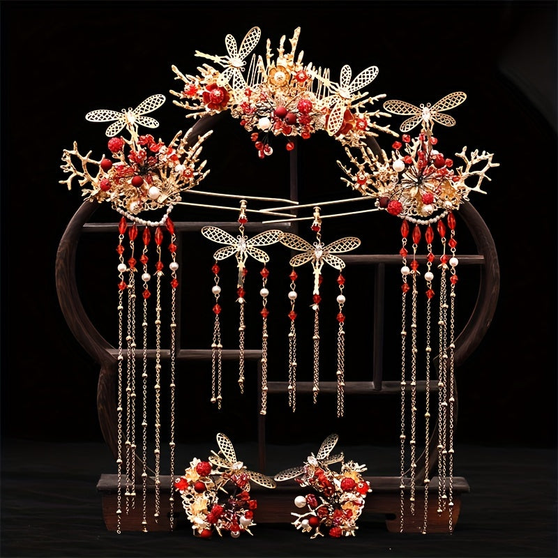 Retro Hair Stick Hair Comb and Earrings Set for Women Hair Accessories