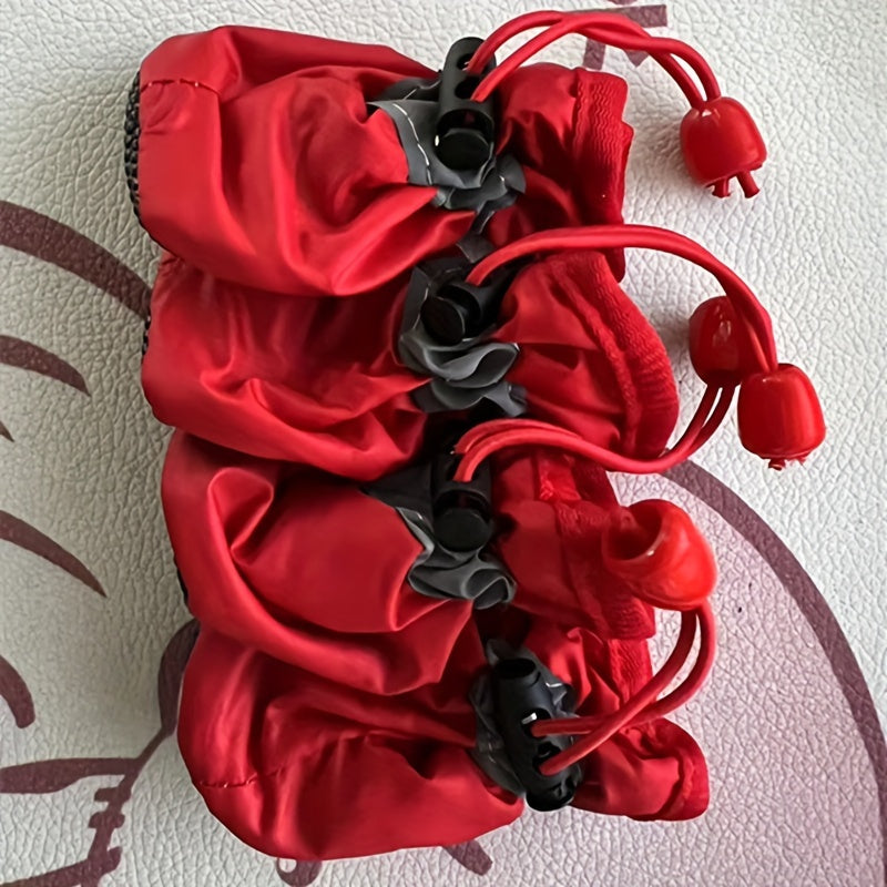 4 ta qalin, iliq va sirpanmaydigan it oyoq himoyachilari to'plami, elastik tugma bilan.