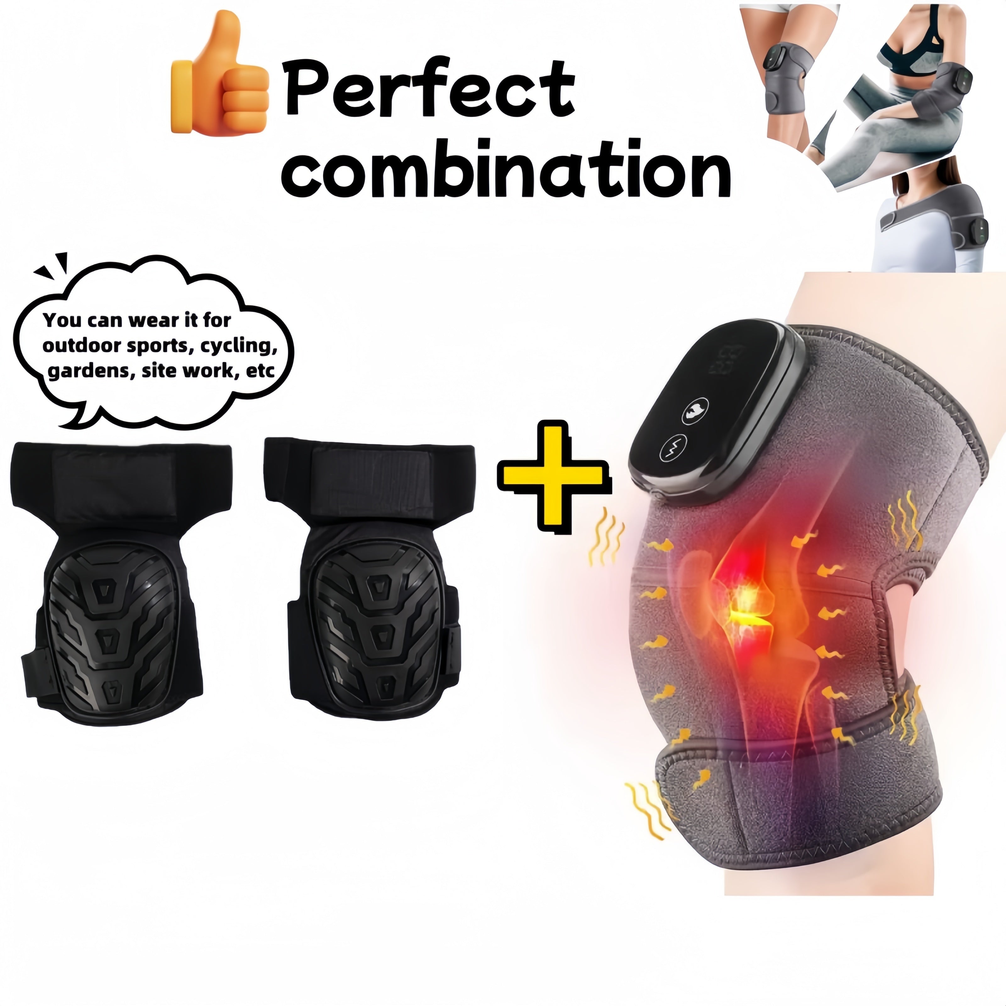 Portable Knee Massager with Heat Vibration LED Display for Pain Relief